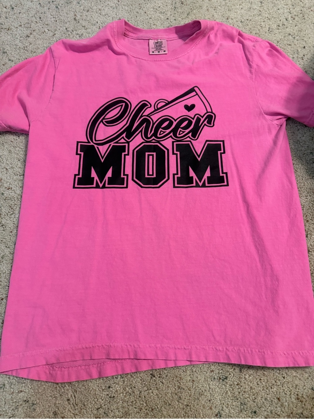 Cheer Mom Pink Graphic Tee ‘Aubrey’ in rhinestones on back. A few stones missing
